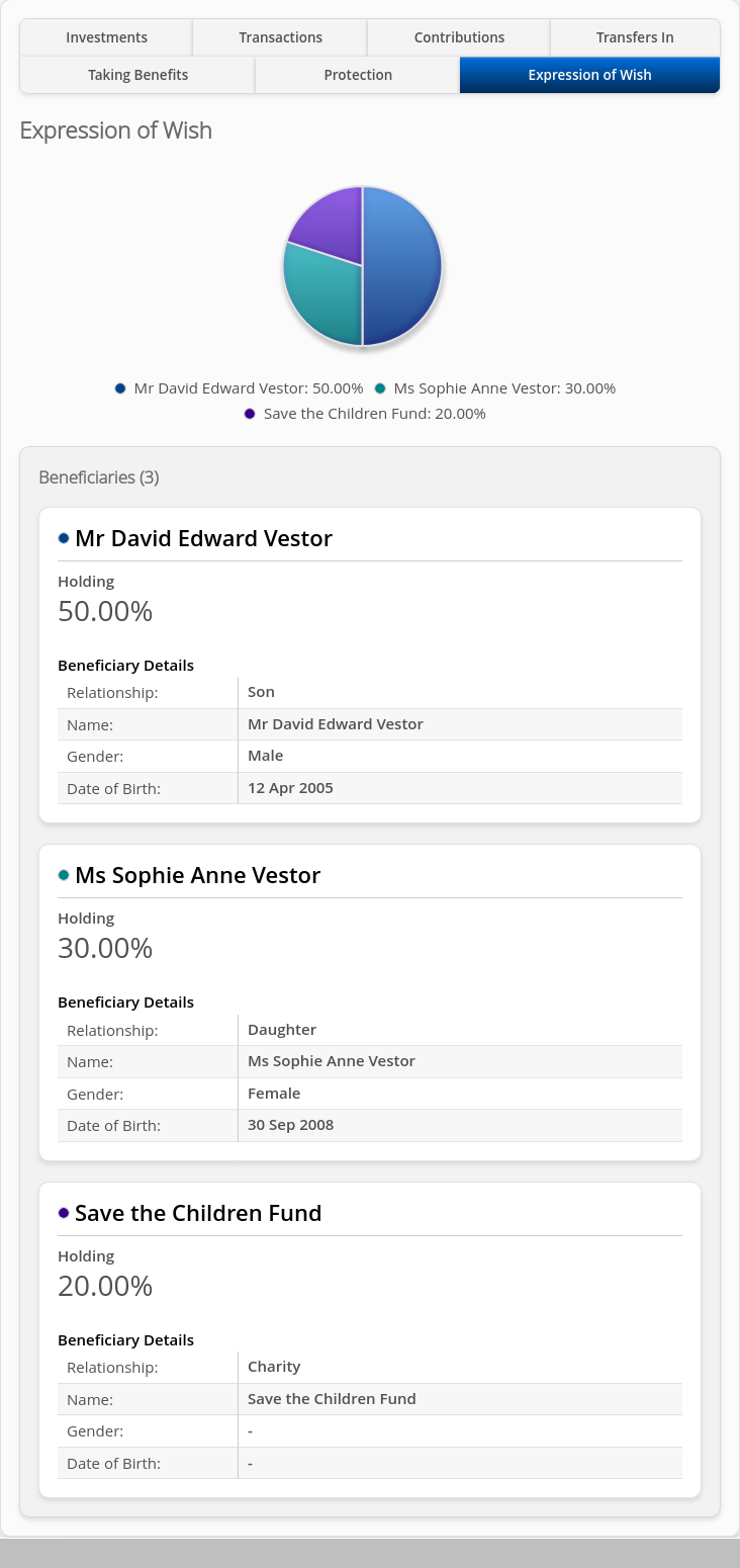 Role-Adviser > 05 Account Summary > Lower tabs